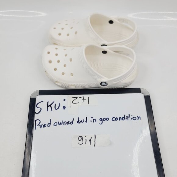 Crocs Girl's Off White Classic Adjustable Slip-On EVA Casual Clogs Size 2 - Picture 7 of 7